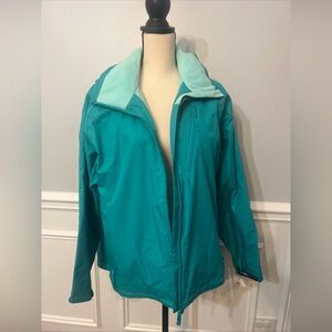 Cabela’s Women’s Teal Blue Fleece Lined Jacket L Full Zip Outdoor Hooded NWT